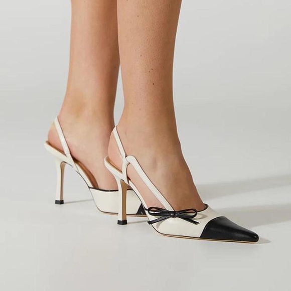 Tony Bianco Shoes - Tony Bianco Two-Tone Slingback Pointed Toe Heel - Bone & Black